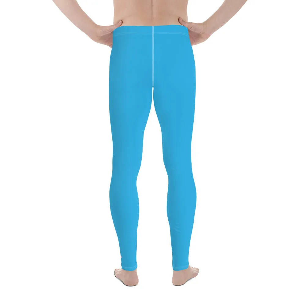 Effortless Movement: Solid Color Athletic Leggings for Men - Cyan