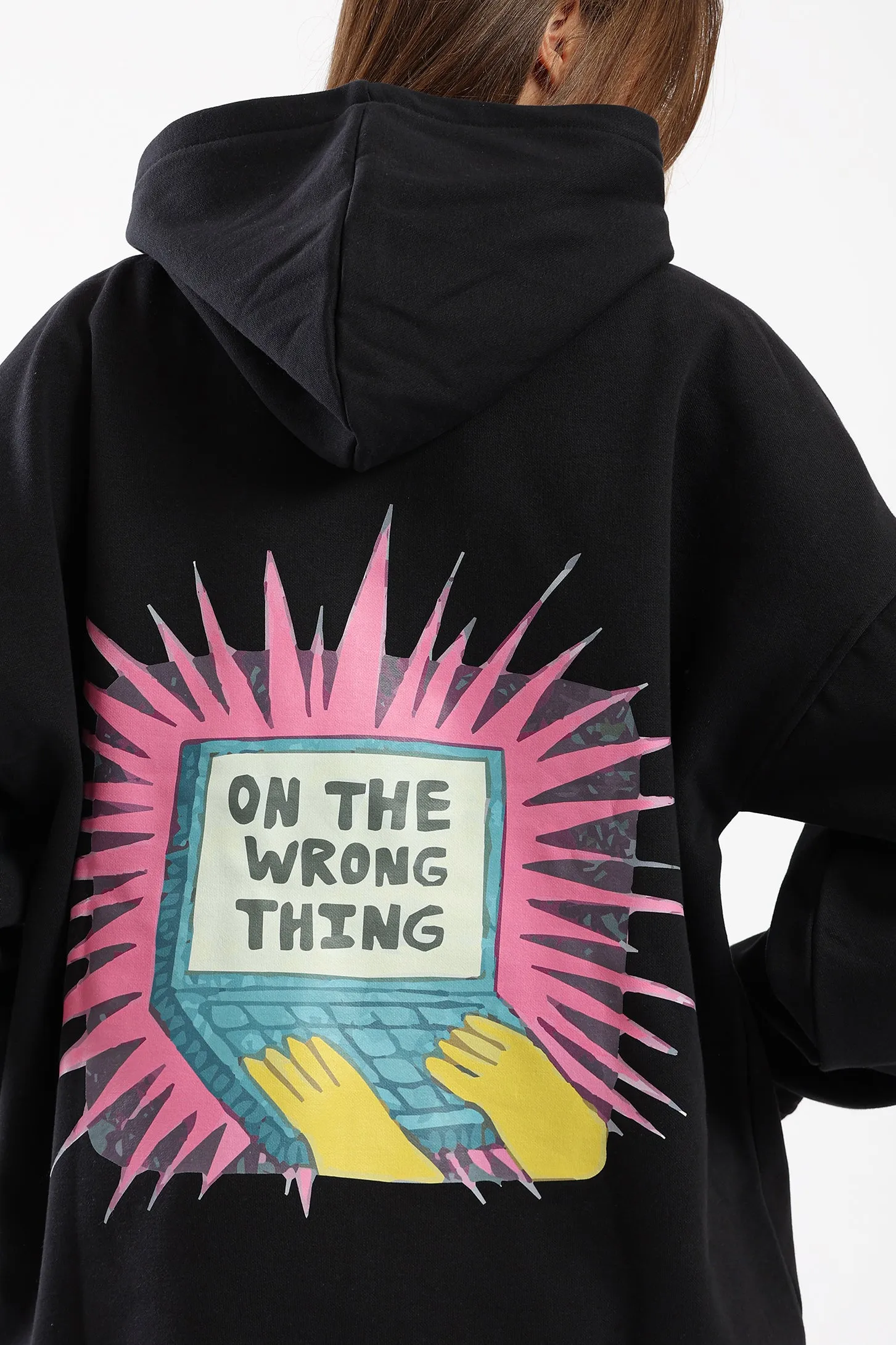 FOCUS ON THE WRONG THING HOODIE - BLACK