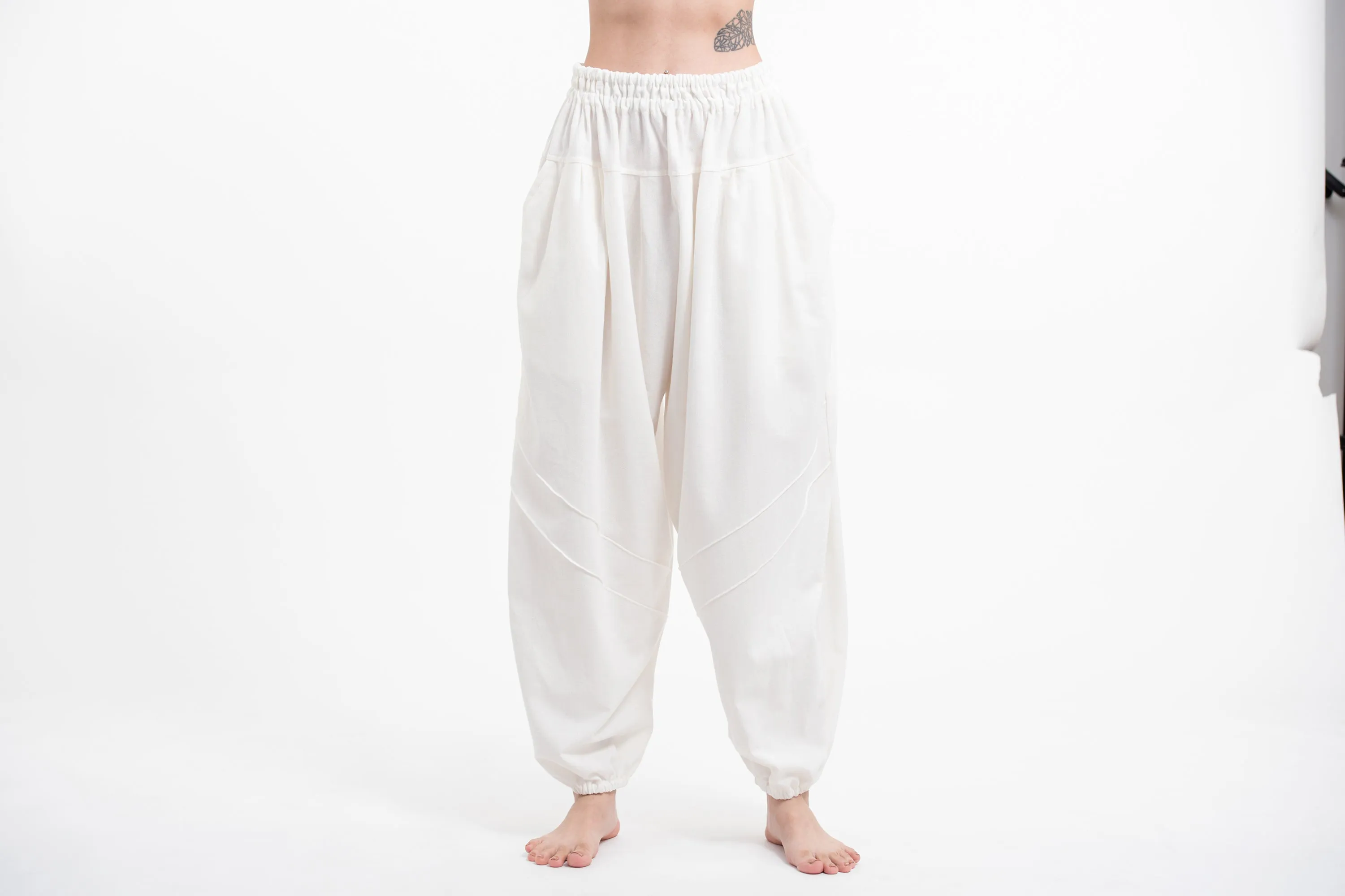 Genie Women's Cotton Harem Pants in White