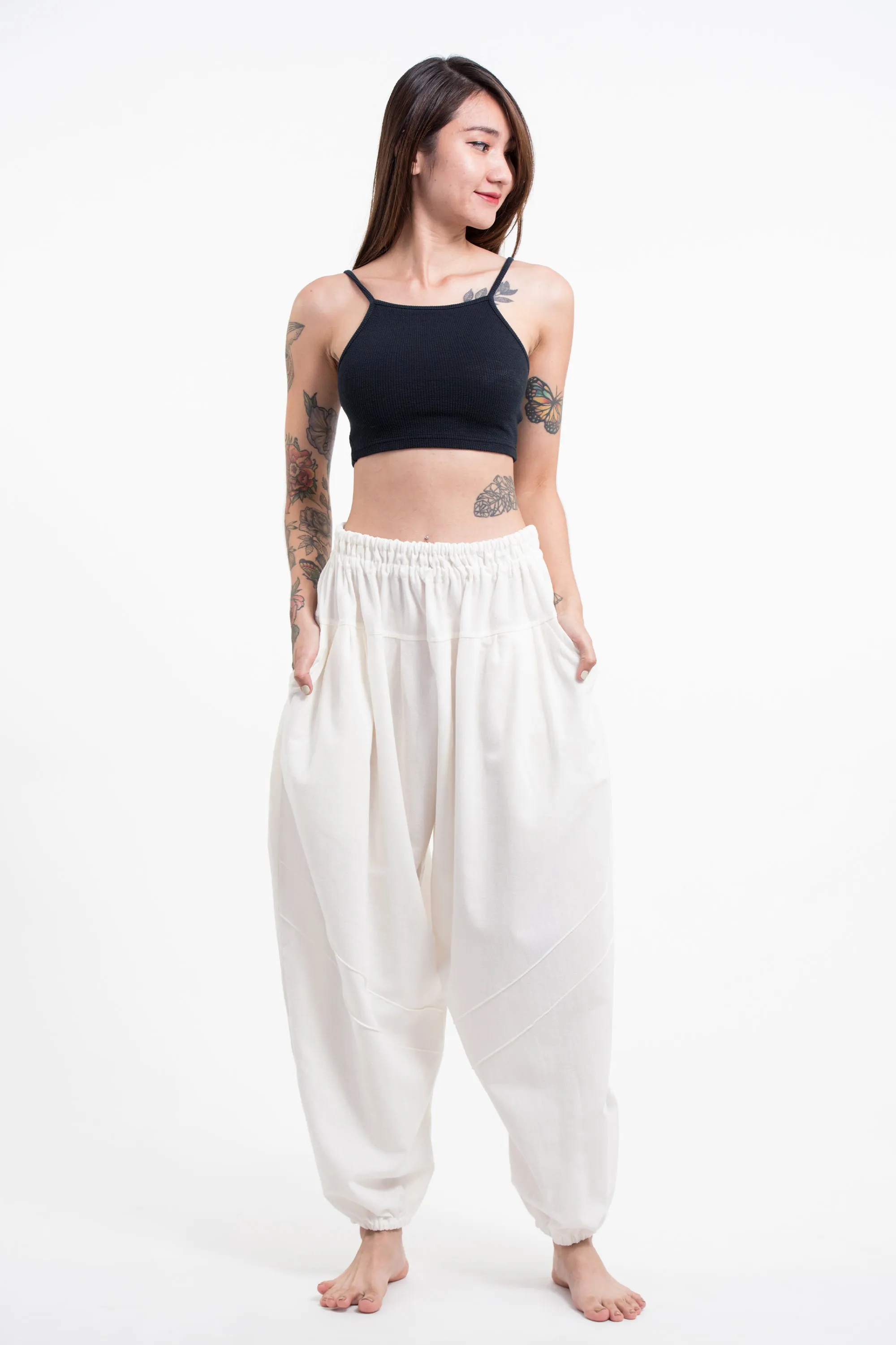 Genie Women's Cotton Harem Pants in White