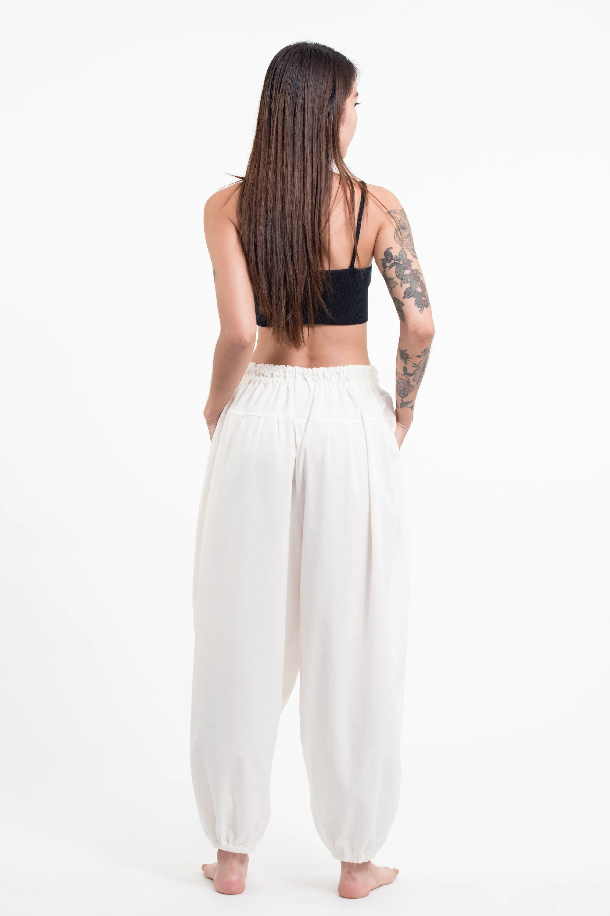 Genie Women's Cotton Harem Pants in White