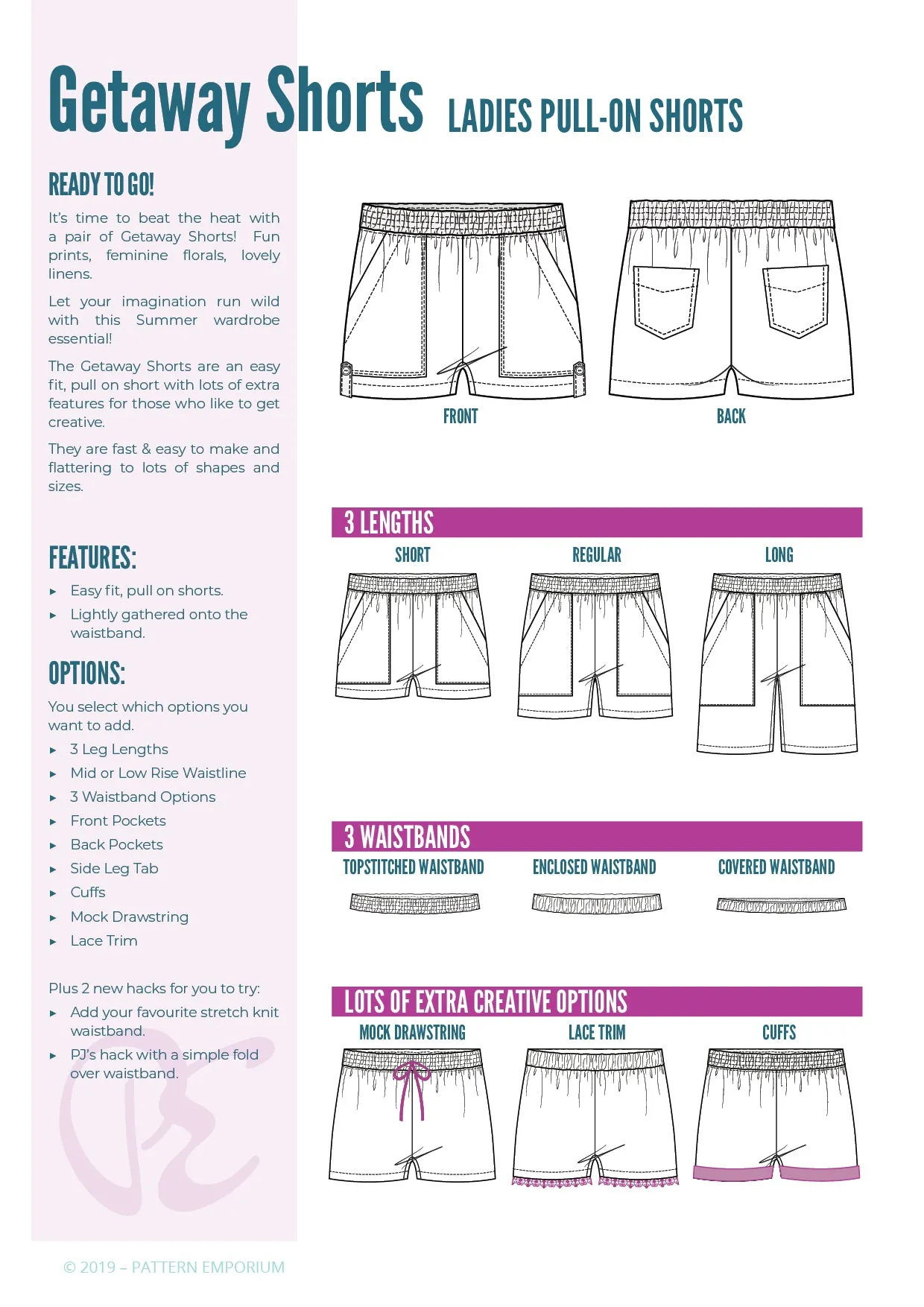 Getaway Shorts | Woven Pull On Shorts Sewing Pattern