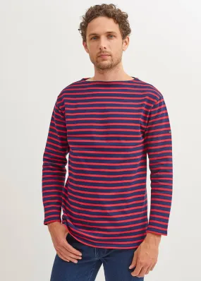 Guildo striped sailor shirt - boat neck, in thick cotton (MARINE/TULIPE)