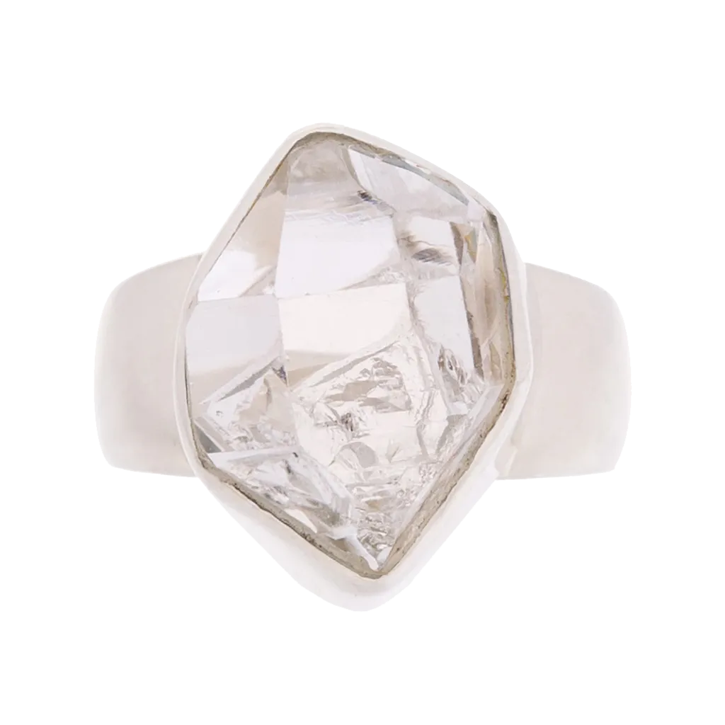 Herkimer Diamond Quartz Thick Band Ring