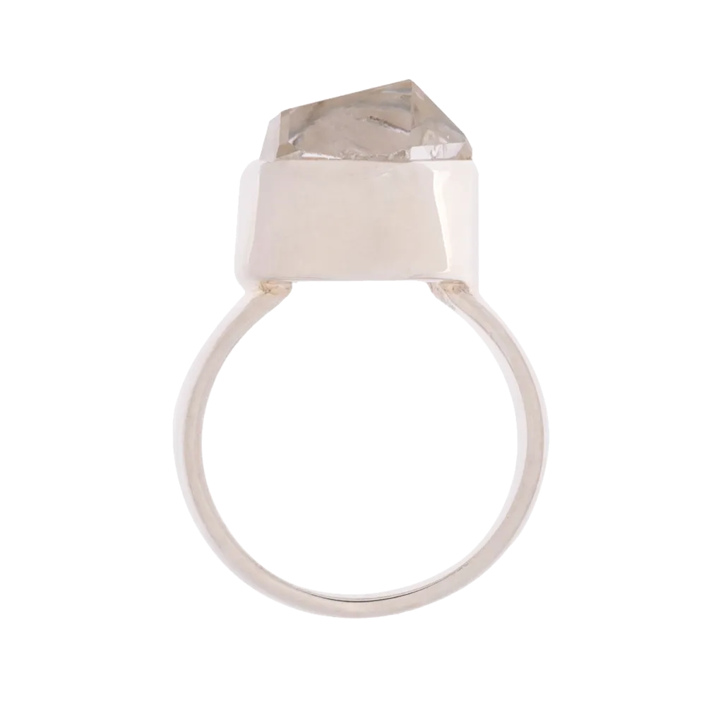 Herkimer Diamond Quartz Thick Band Ring