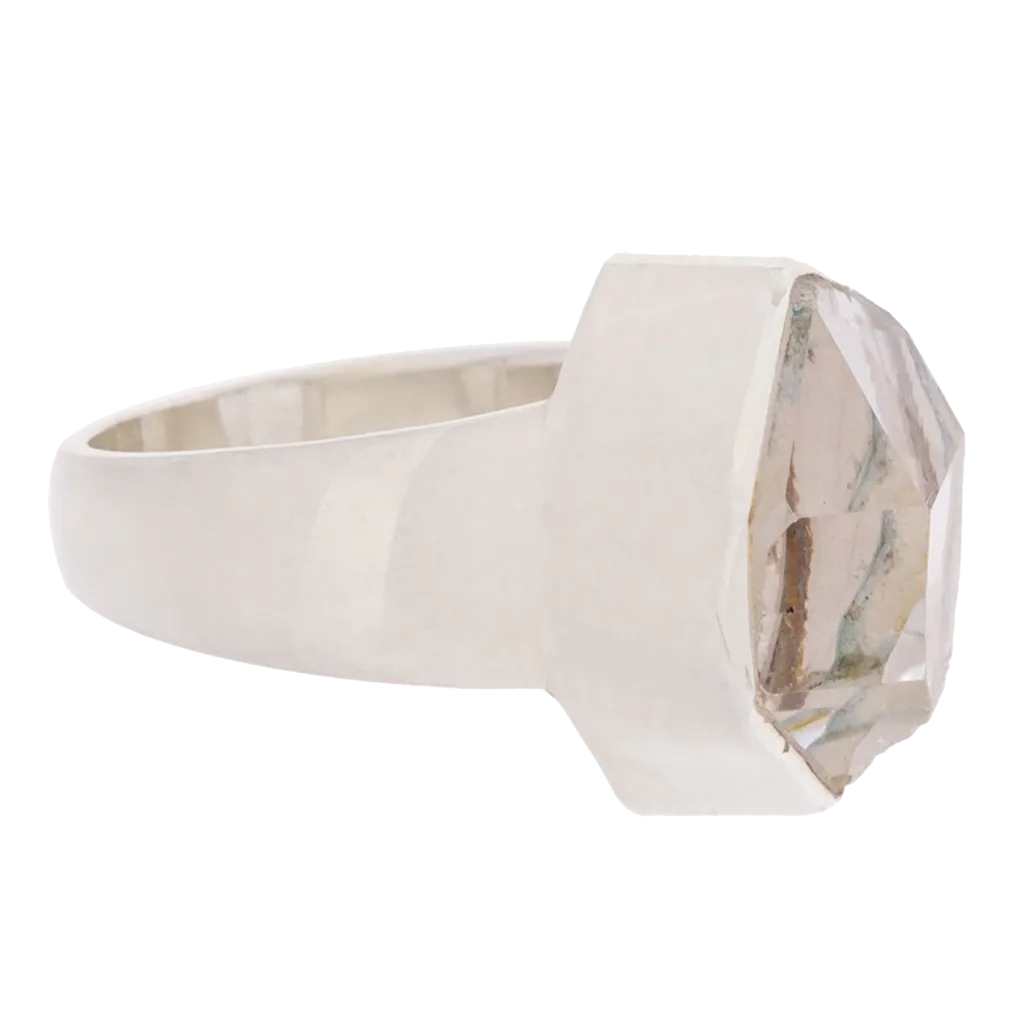 Herkimer Diamond Quartz Thick Band Ring