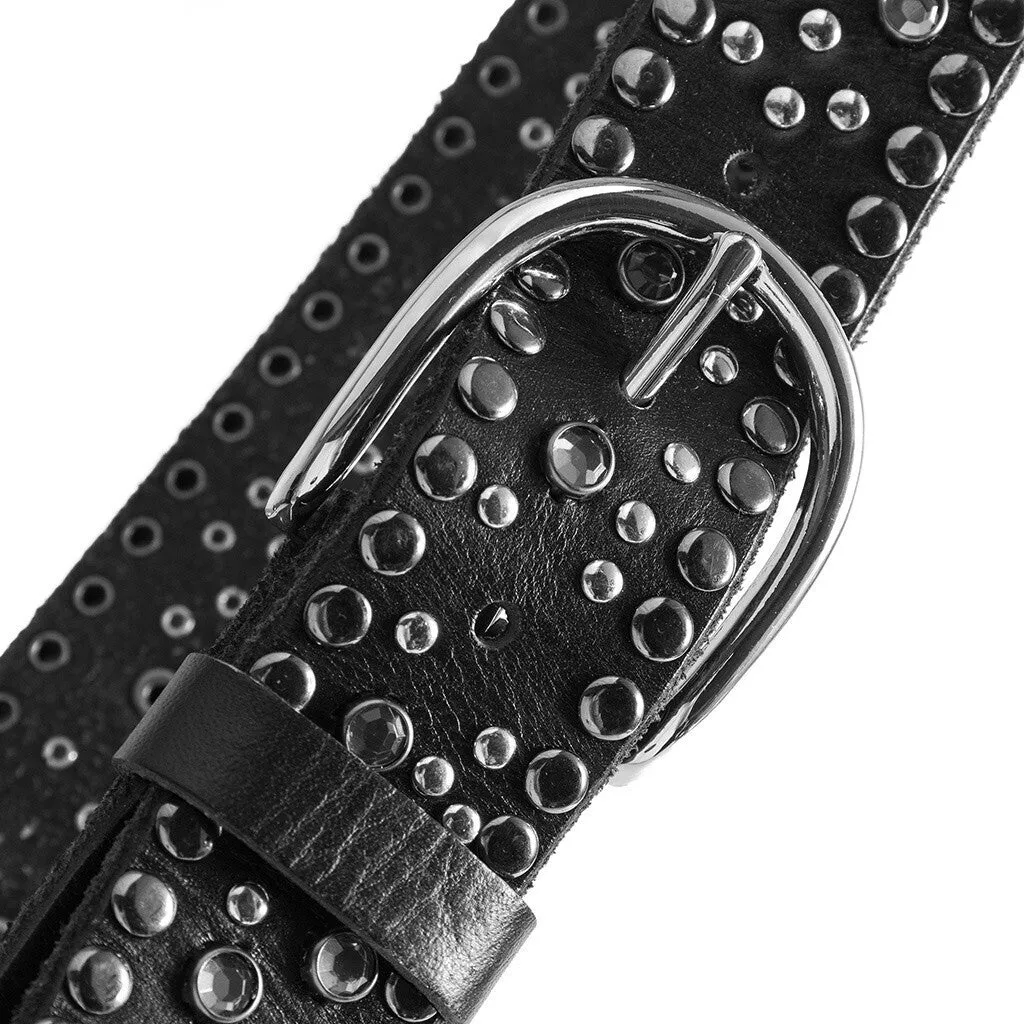 Jeans belt decorated with cool studs / 16064 - Black (Nero)