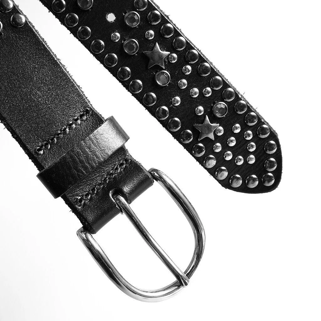 Jeans belt decorated with cool studs / 16064 - Black (Nero)