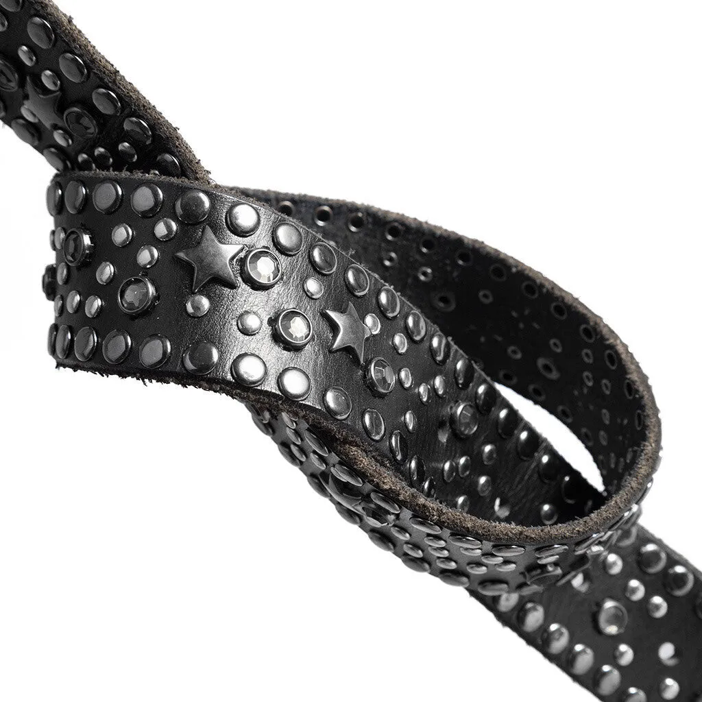 Jeans belt decorated with cool studs / 16064 - Black (Nero)