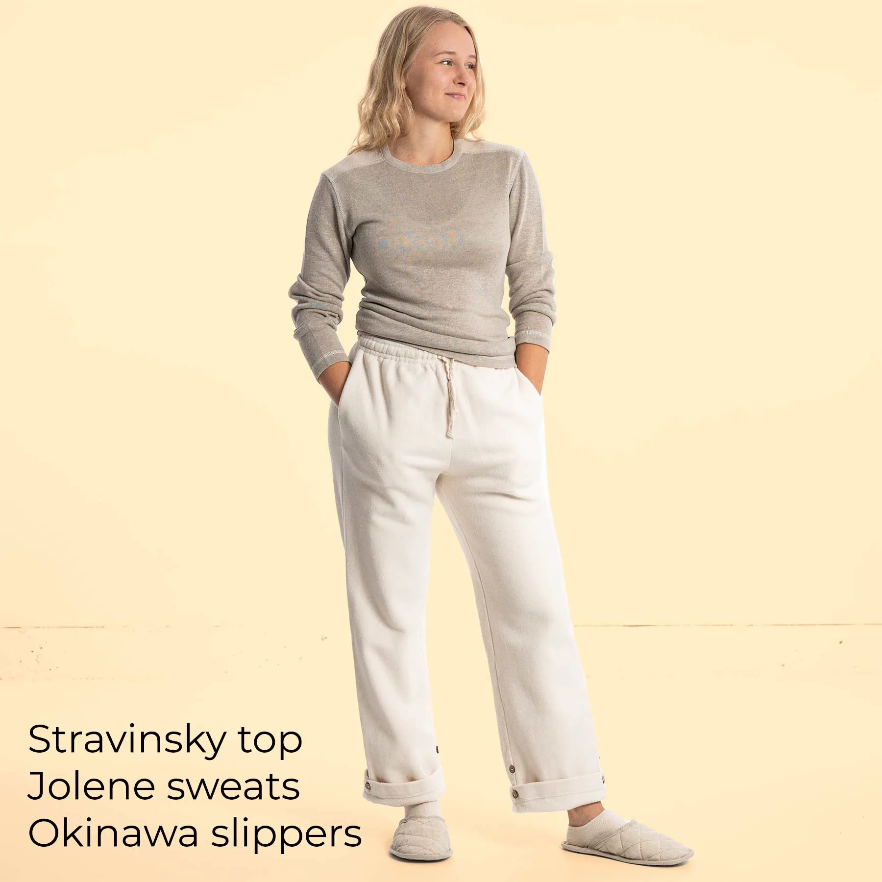 JOLENE Women's 100% Organic Cotton Fleece Sweat Pants (Choice of Bio-Elastic)