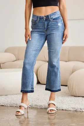 Judy Blue Full Size Release Hem Cropped Bootcut Jeans