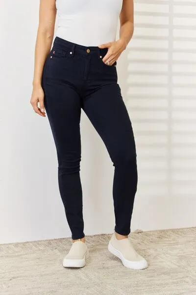 Judy Blue Garment Dyed Black Tummy Control Skinny Jeans