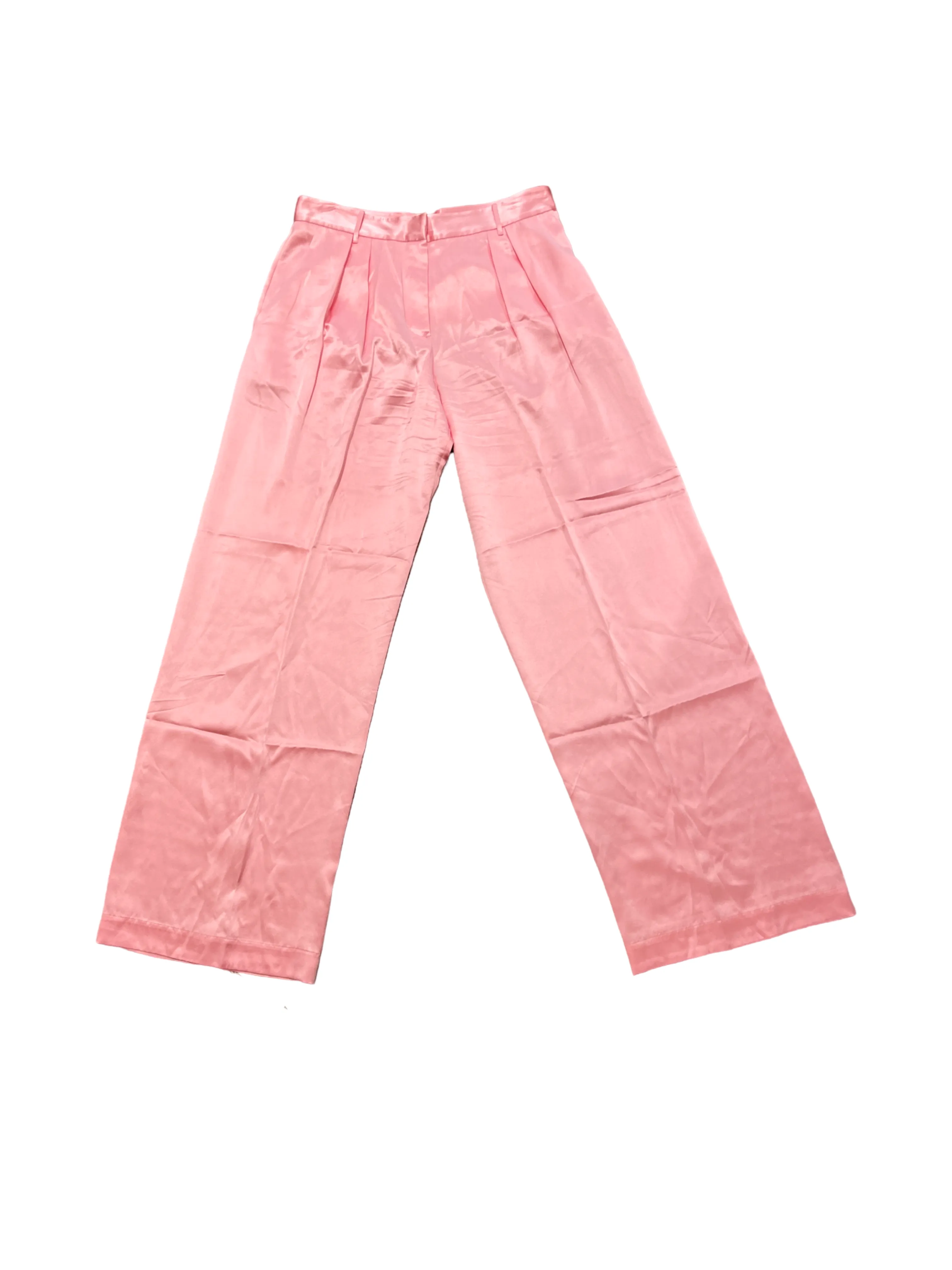 Love Shack Silk Pleated Wide Leg Pink Trousers /6