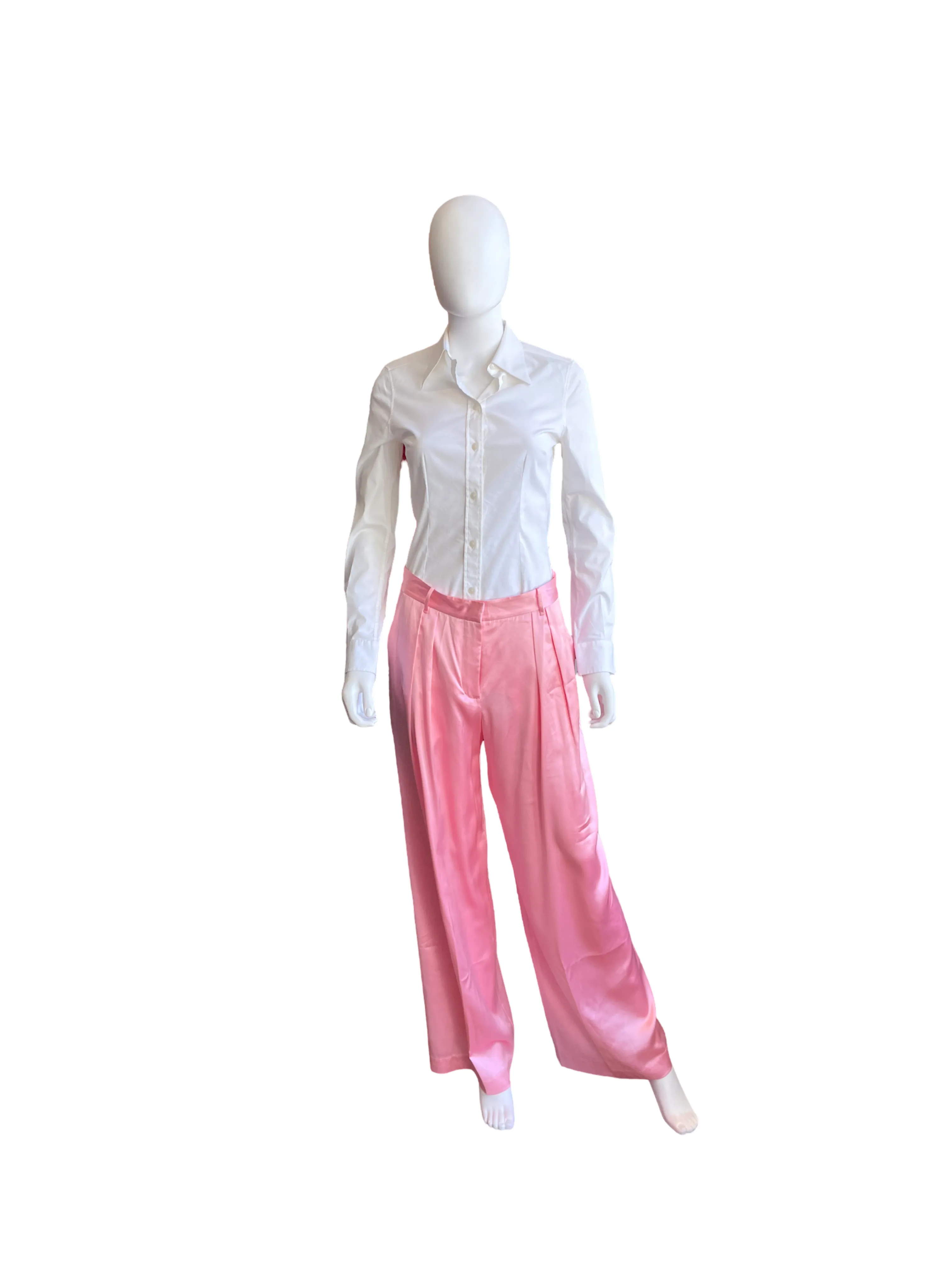 Love Shack Silk Pleated Wide Leg Pink Trousers /6