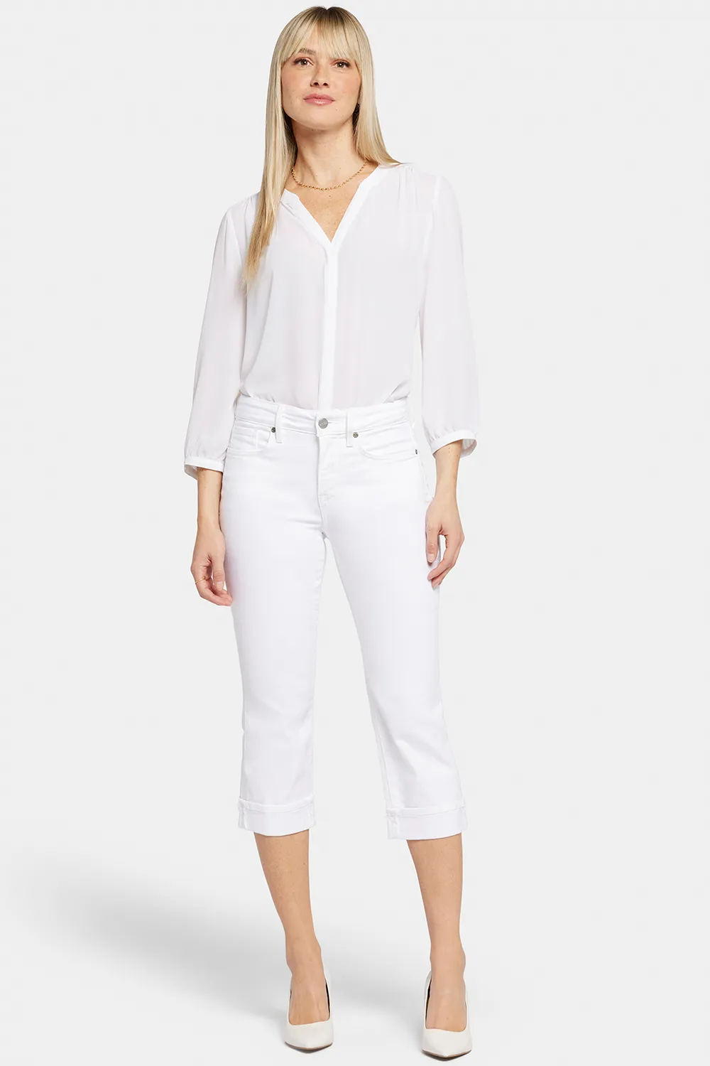 Marilyn Straight Crop Jeans In Petite - Optic White