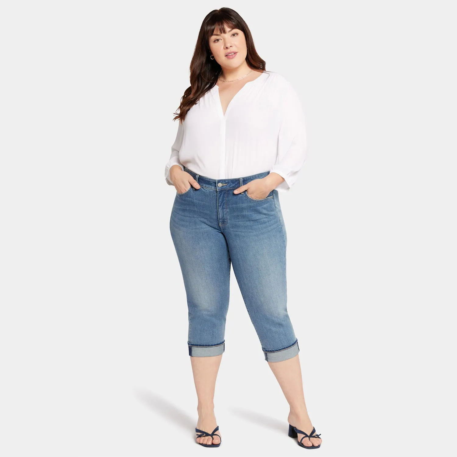 Marilyn Straight Crop Jeans In Plus Size - Upbeat