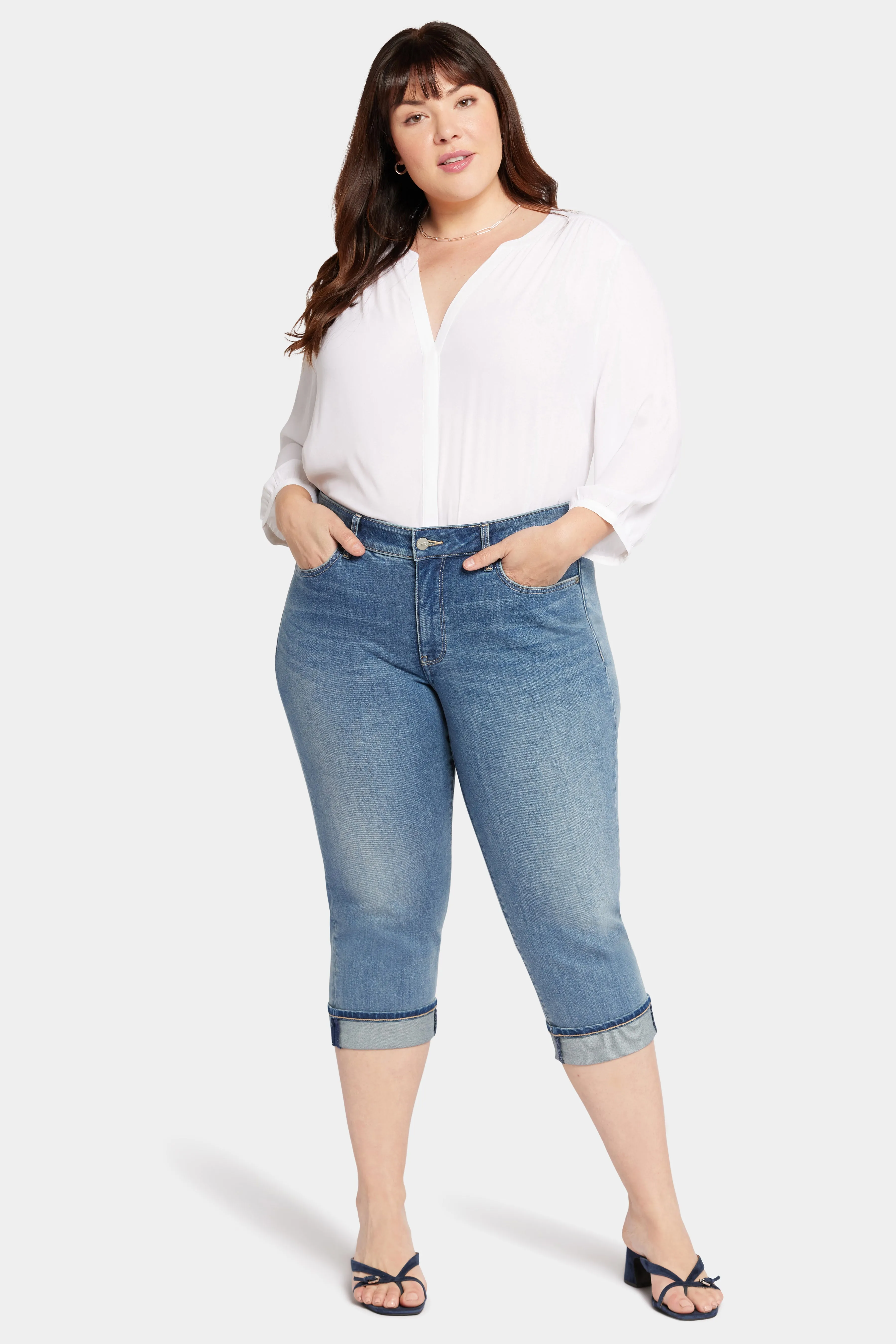 Marilyn Straight Crop Jeans In Plus Size - Upbeat