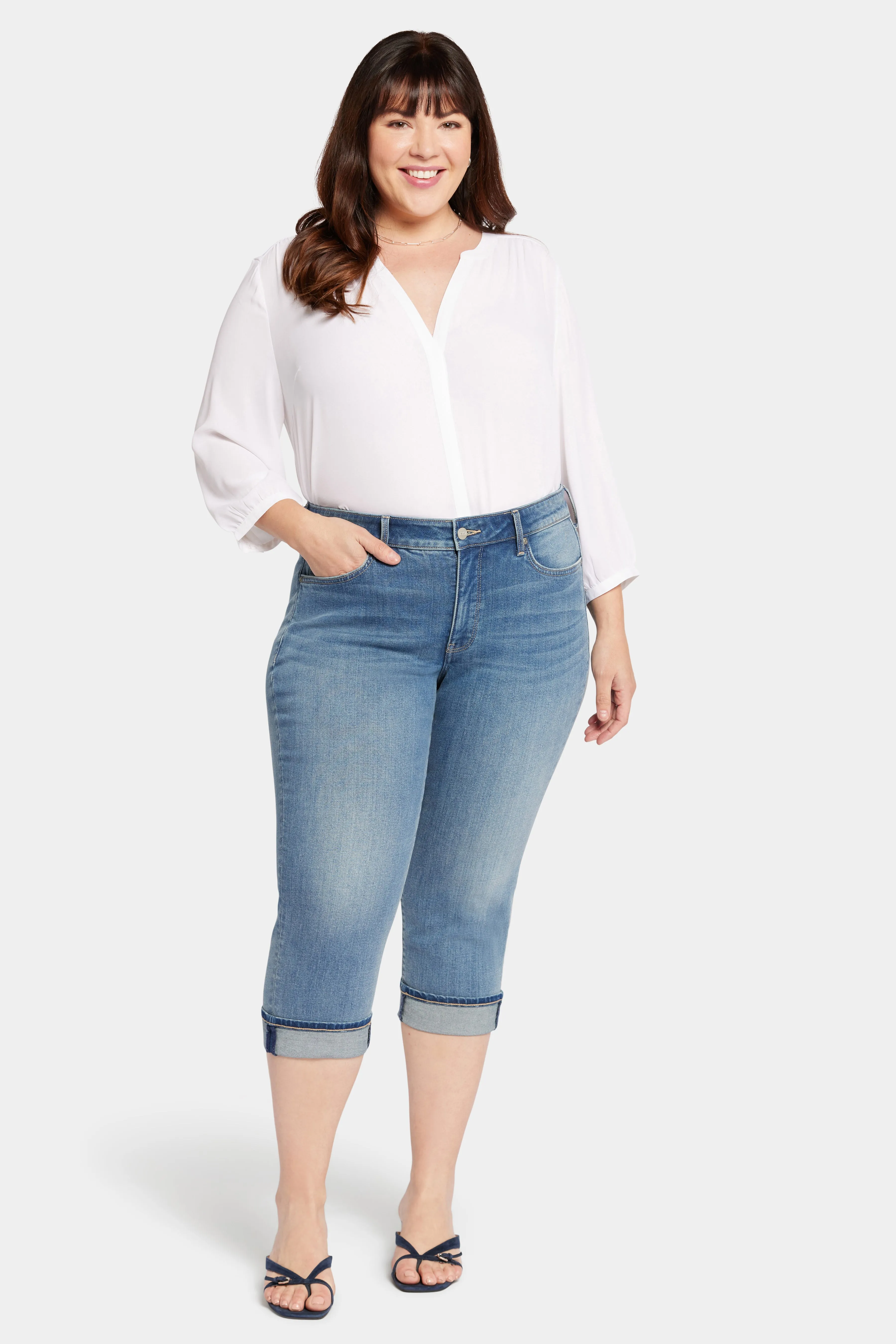 Marilyn Straight Crop Jeans In Plus Size - Upbeat