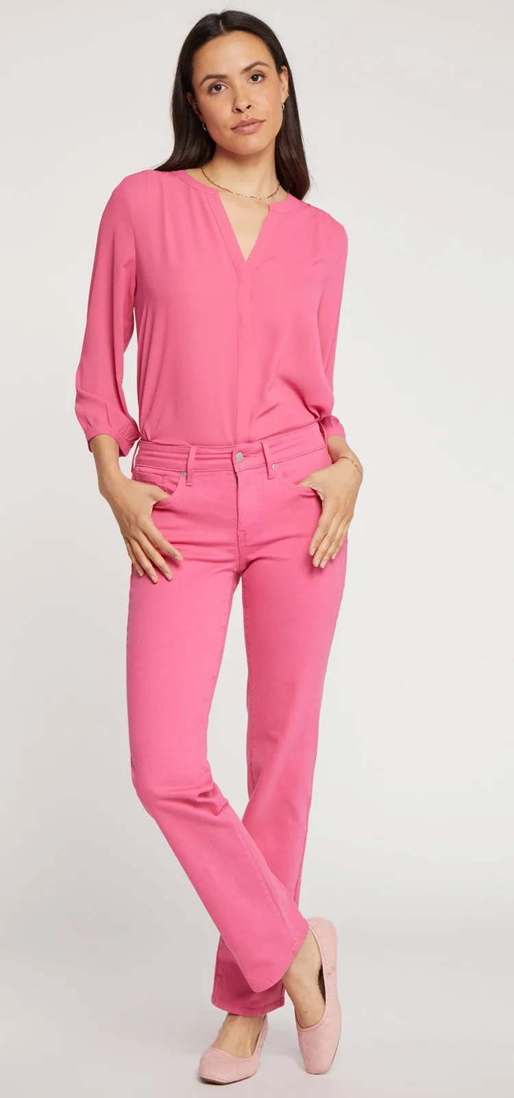 Marilyn Straight Jeans Roze Premium Denim (Petite) | Pink Peony