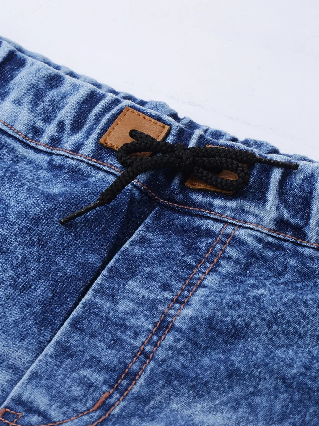 Men's Blue Washed Jogger Jeans Slim Fit Stretch