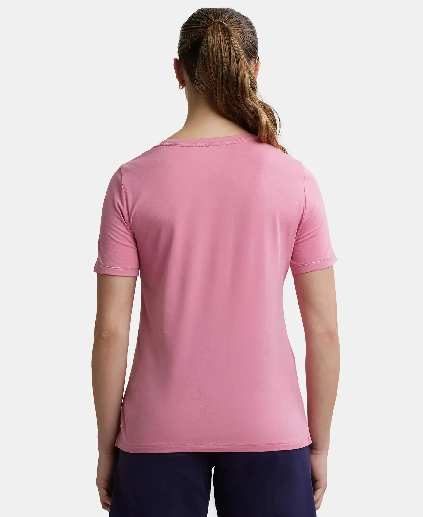 Micro Modal Cotton Relaxed Fit Round neck Half Sleeve T-Shirt - Wild Rose