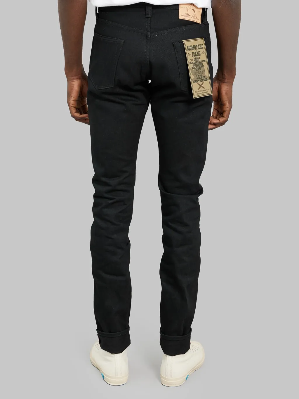 Momotaro 0405-B 15.7oz Black x Black High Tapered Jeans