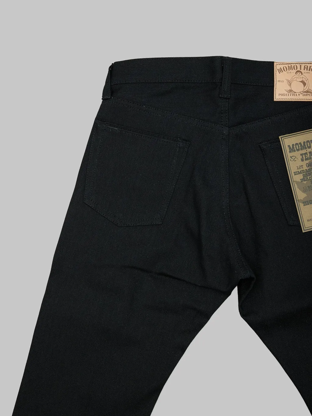 Momotaro 0405-B 15.7oz Black x Black High Tapered Jeans