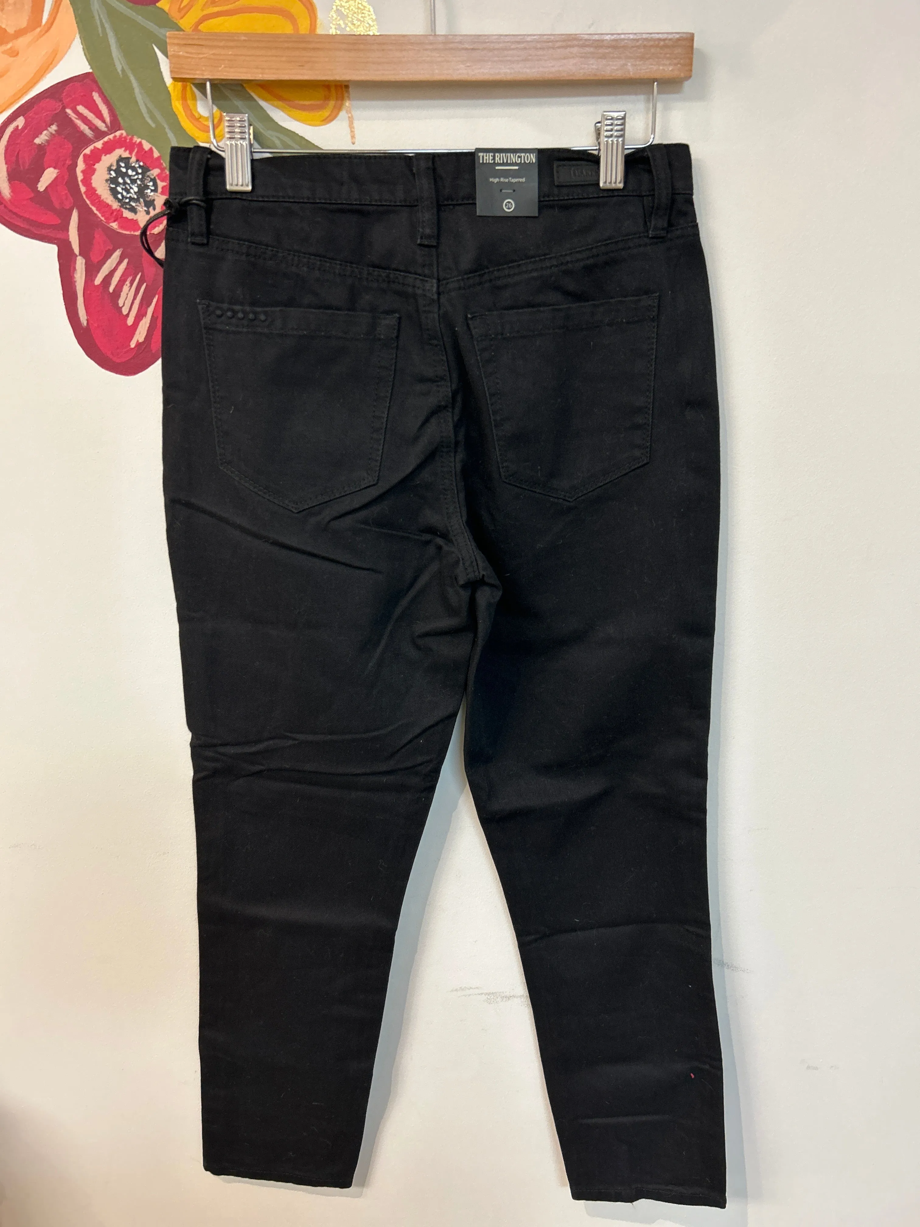 New Blank NYC Black High Rise Tapered Jeans, 26 (2)