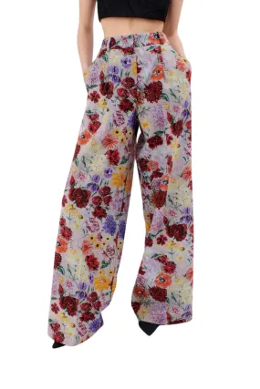 Odeeh Impressionist Flowers Cotton Denim Pants