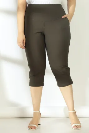 Olive Tummy Tucker Crop Pants