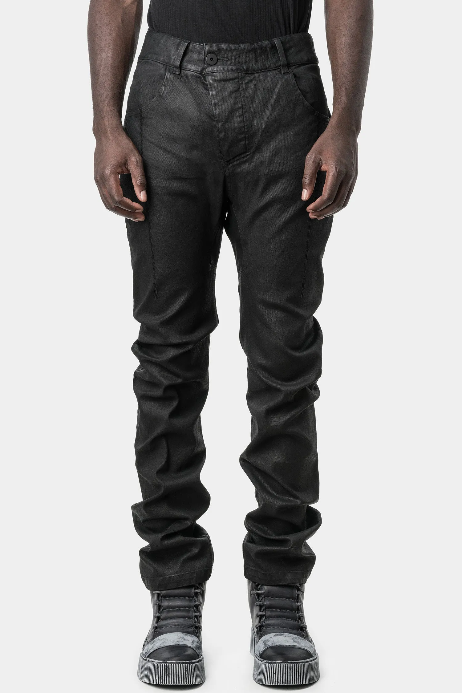 P1C - Asymmetrical fly jeans, Black Wax