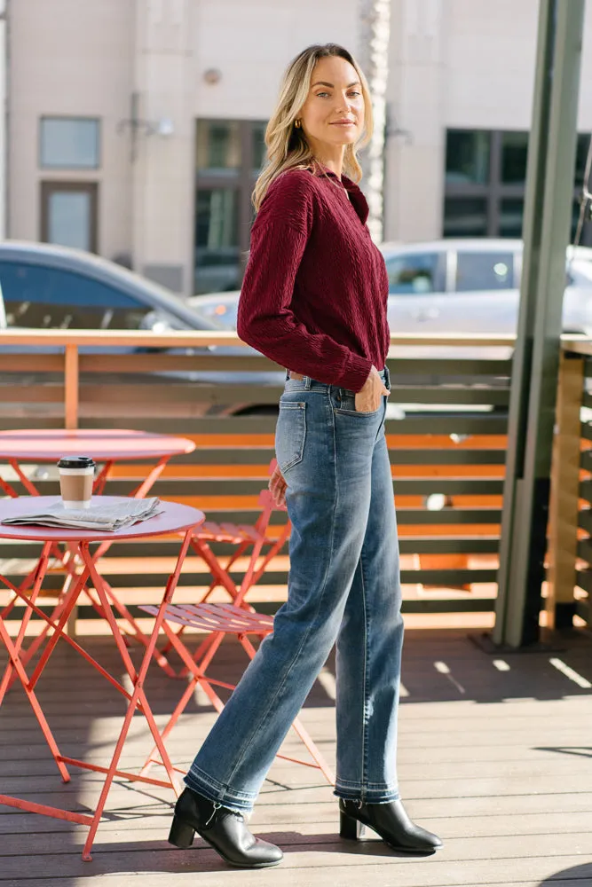 preorder - Monica Mid Rise Dad Jeans with Release Hem