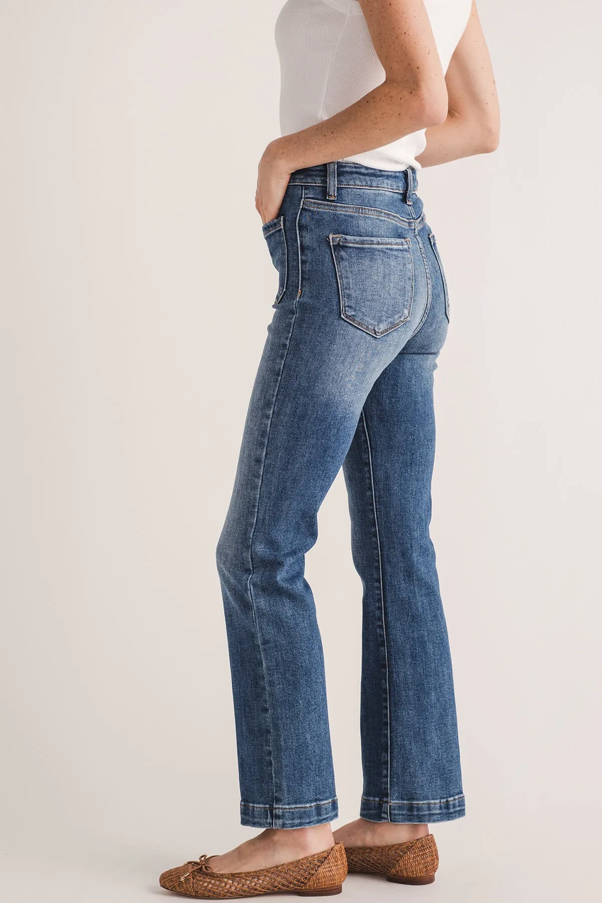 Risen Camille High Rise Patch Pocket Straight Jeans