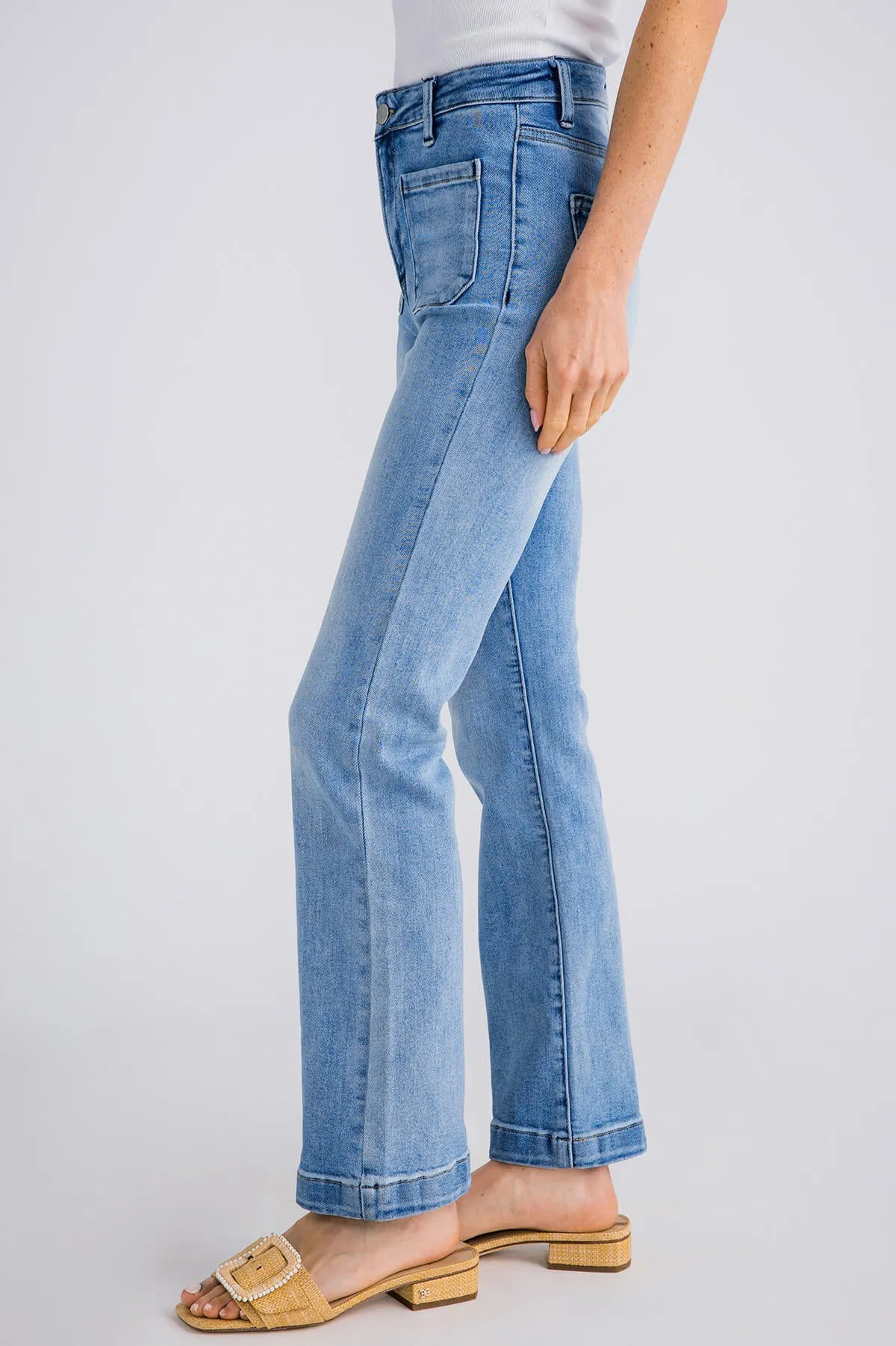 Risen Camille High Rise Patch Pocket Straight Jeans