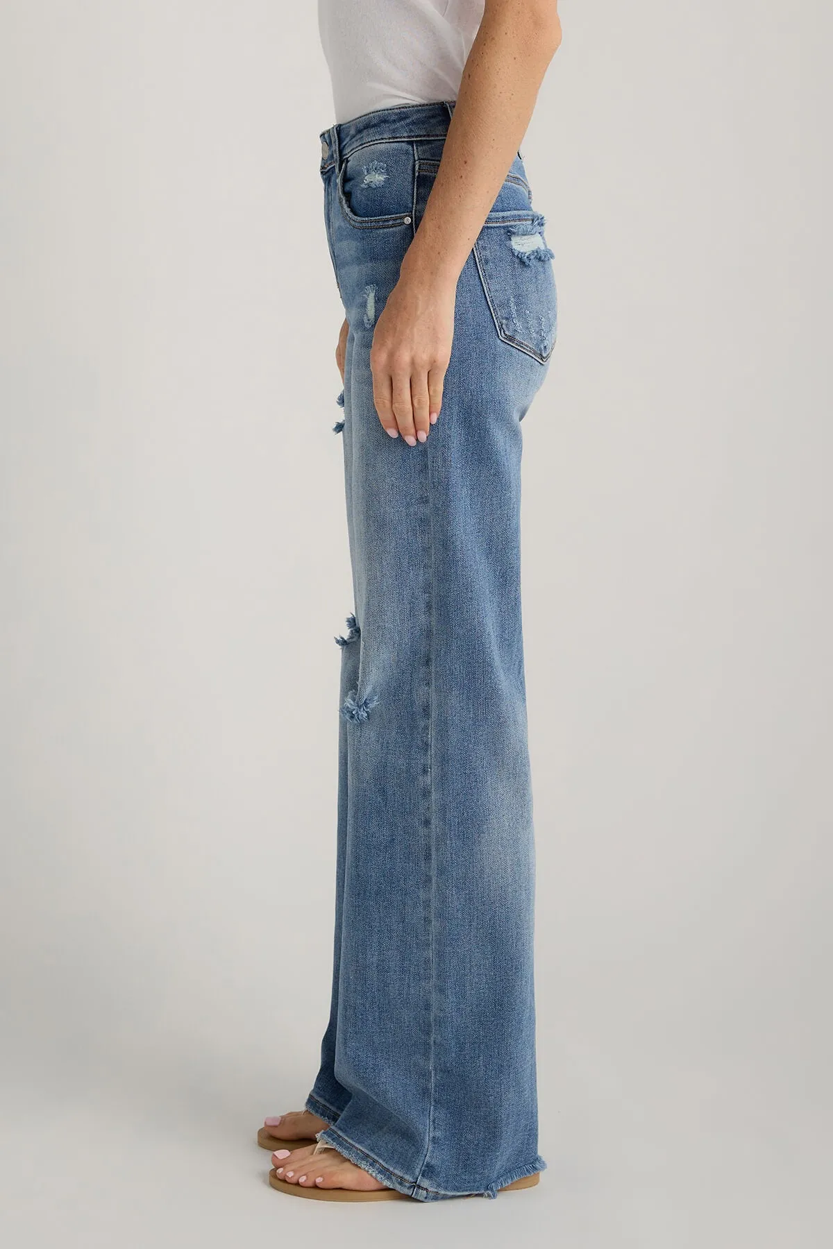 Risen Lexi High Rise Vintage Washed Wide Leg Jeans