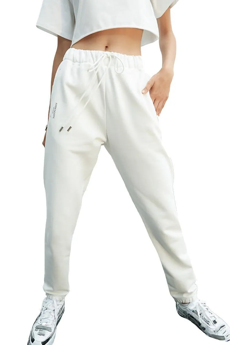 Rissers White Drawstring Sweatpants