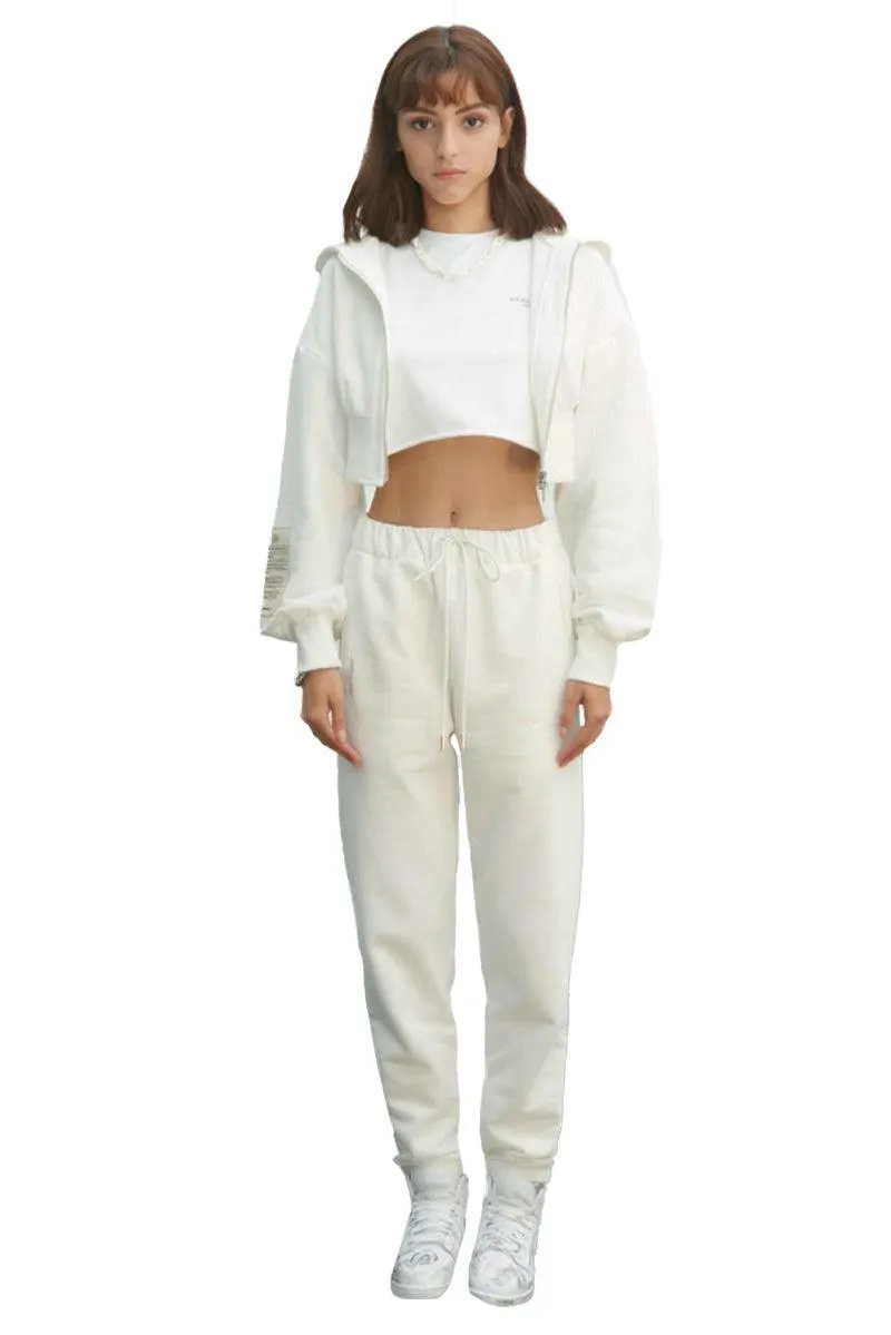 Rissers White Drawstring Sweatpants