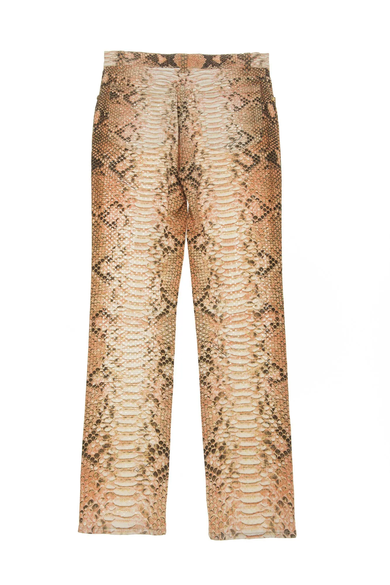 Roberto Cavalli - Vintage Pink Snake Skin Faux Jeans - XS