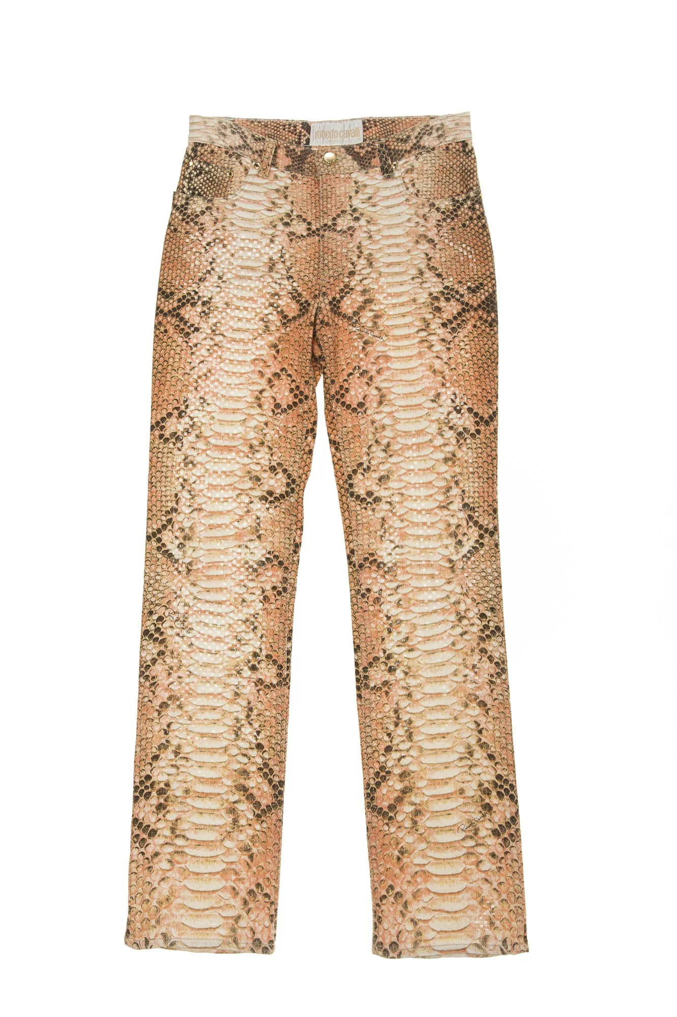 Roberto Cavalli - Vintage Pink Snake Skin Faux Jeans - XS