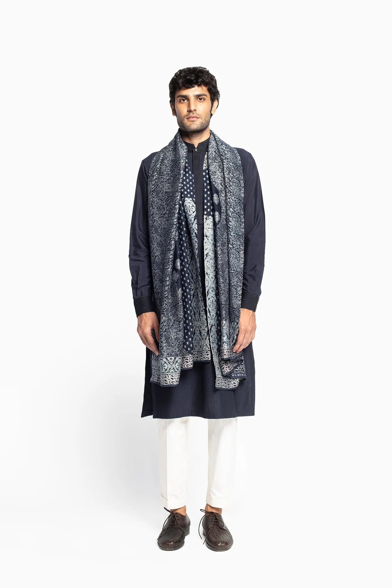 Self Kantha & Dhagai Texture Kurta Set