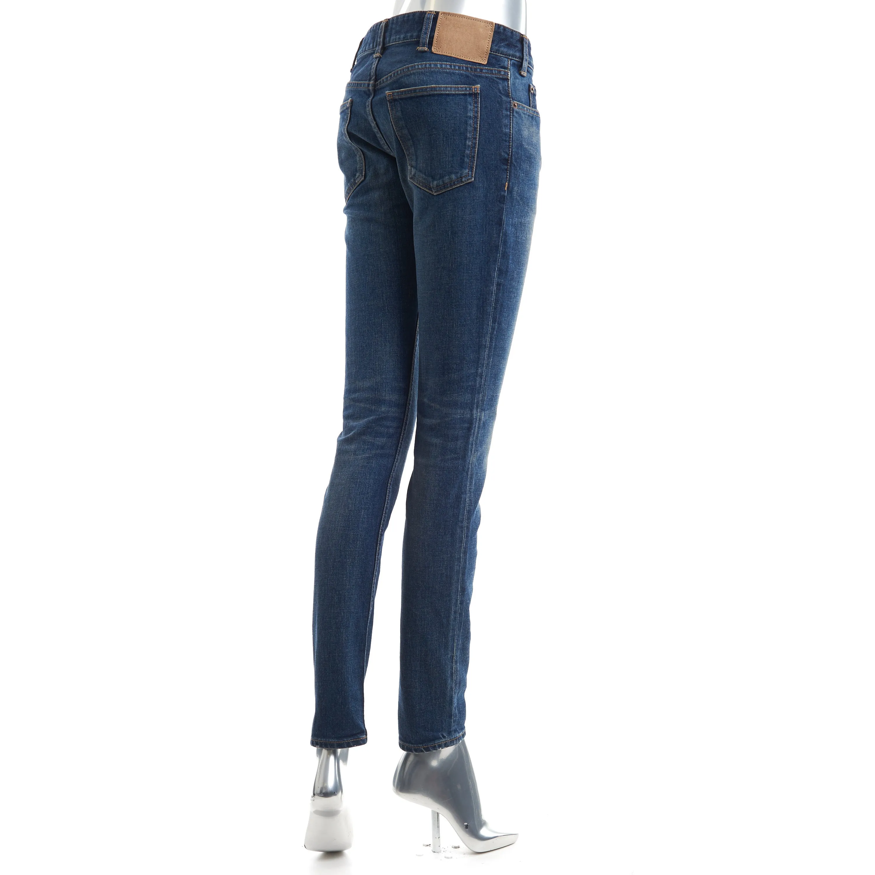 Skinny Low-rise Jeans In Dark Union Wash Denim