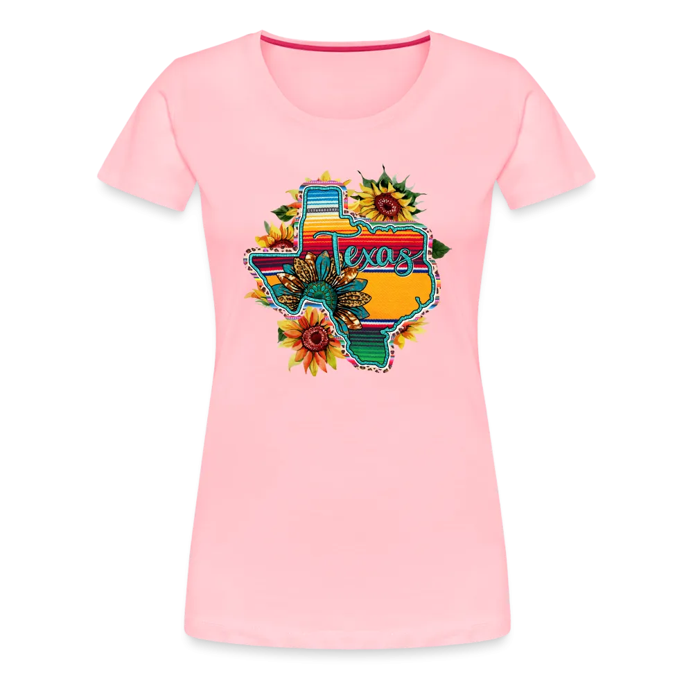 Texan Sunset Blooms: Women's Premium Vibrant Graphic T-Shirt