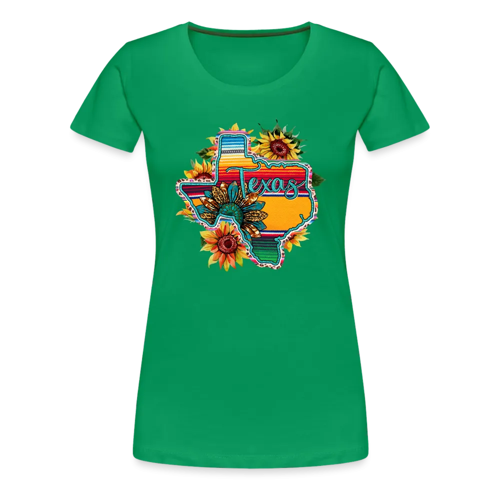 Texan Sunset Blooms: Women's Premium Vibrant Graphic T-Shirt