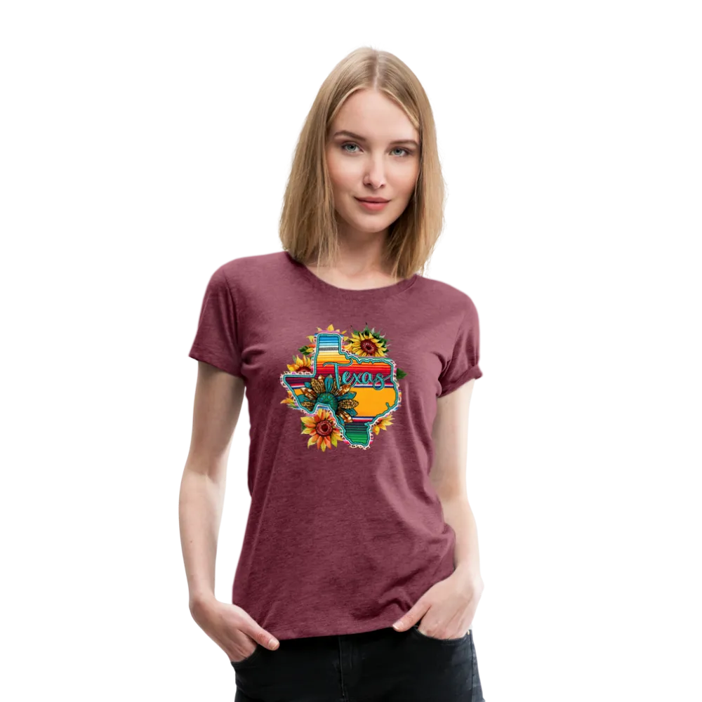 Texan Sunset Blooms: Women's Premium Vibrant Graphic T-Shirt