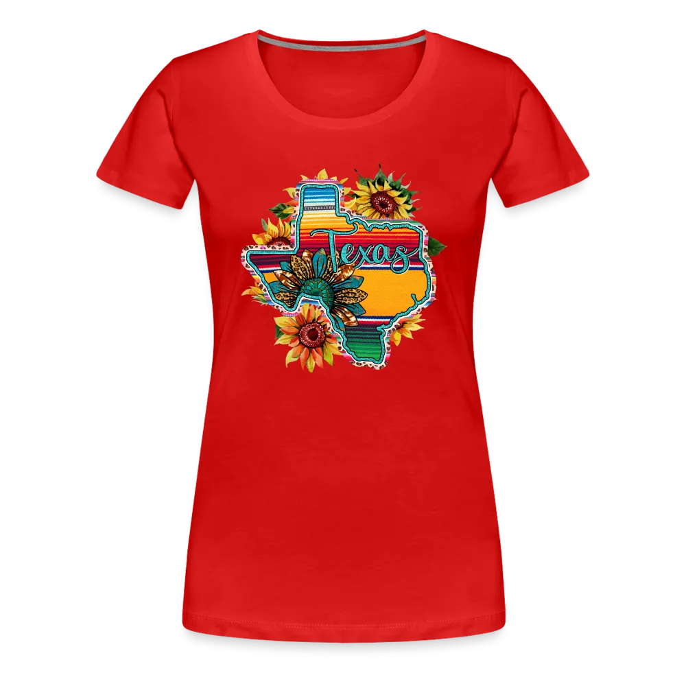 Texan Sunset Blooms: Women's Premium Vibrant Graphic T-Shirt