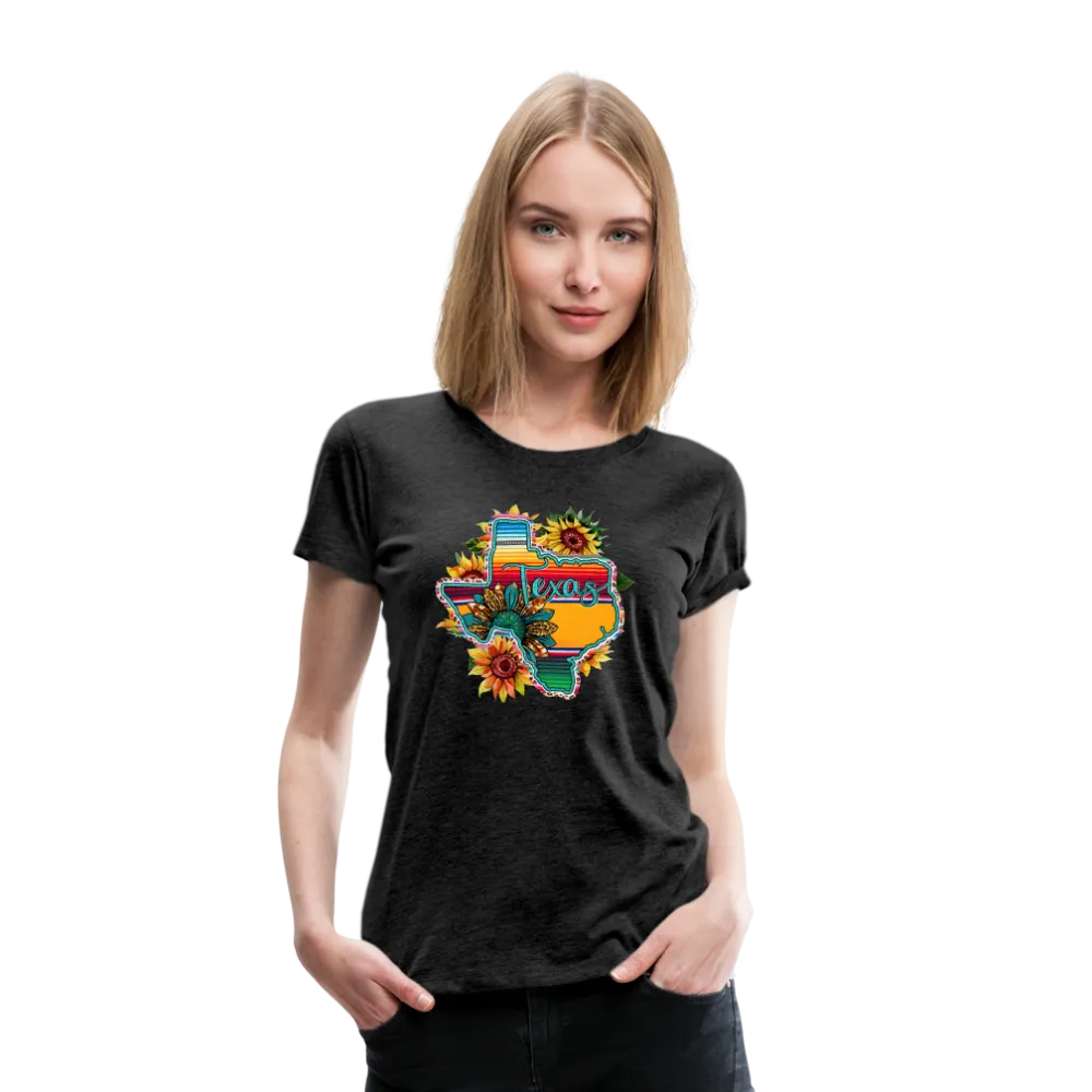 Texan Sunset Blooms: Women's Premium Vibrant Graphic T-Shirt