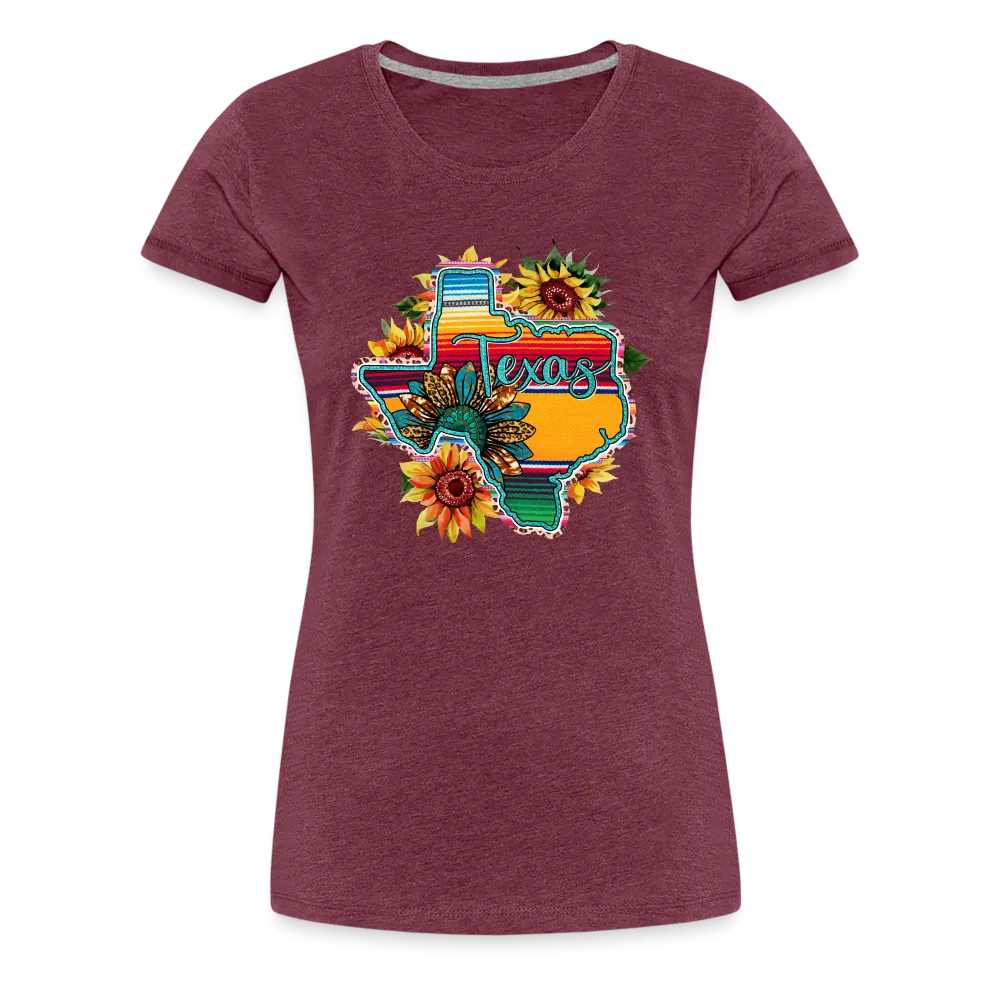 Texan Sunset Blooms: Women's Premium Vibrant Graphic T-Shirt