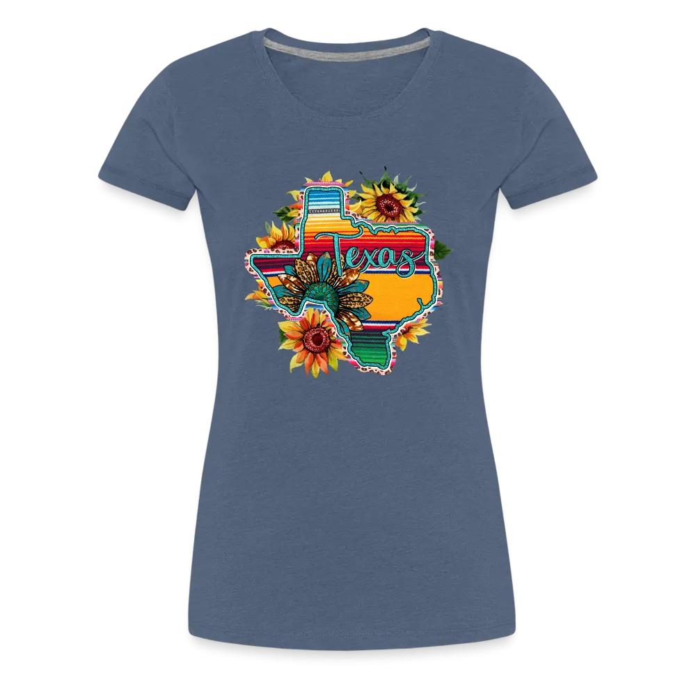 Texan Sunset Blooms: Women's Premium Vibrant Graphic T-Shirt