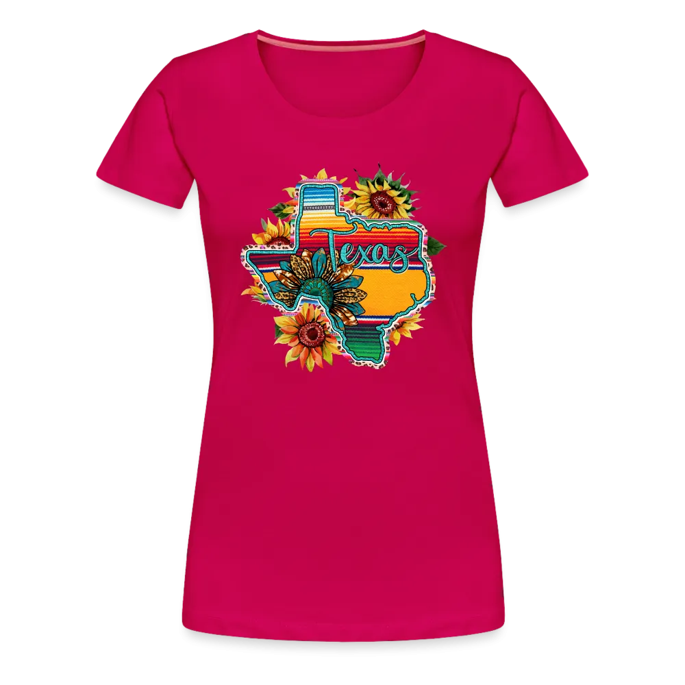 Texan Sunset Blooms: Women's Premium Vibrant Graphic T-Shirt