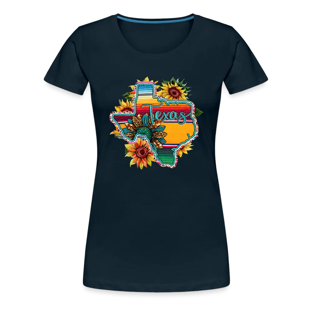 Texan Sunset Blooms: Women's Premium Vibrant Graphic T-Shirt